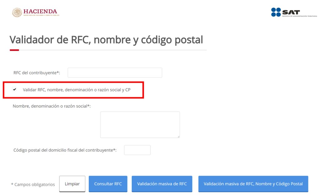 Error al Validar el RFC