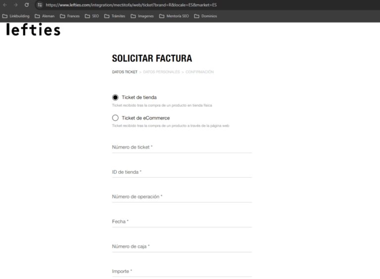 Información clave para la facturación de Lefties