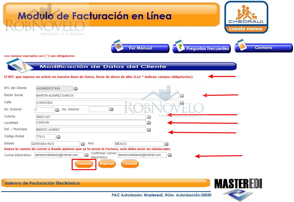 Requisitos para la Facturación Chedraui
