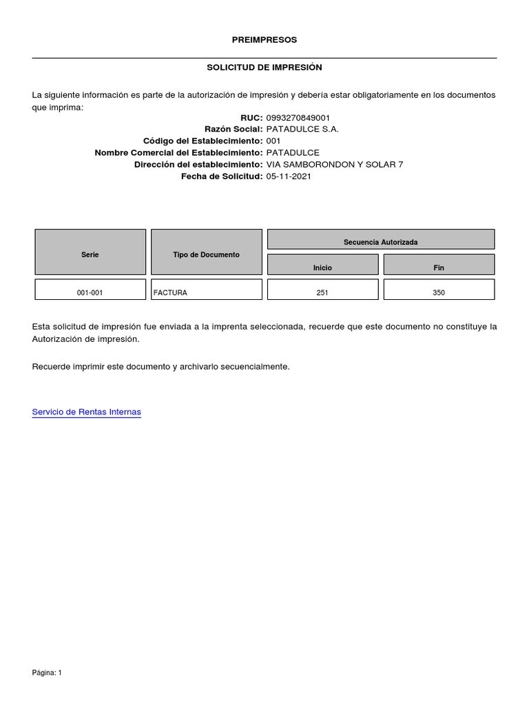 Solicitud de factura online
